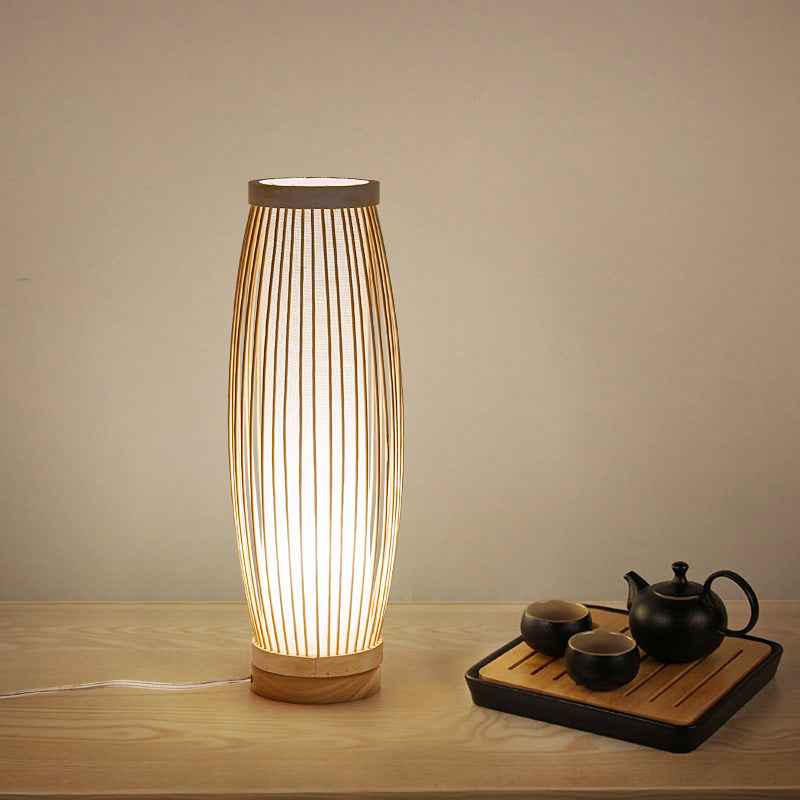 BambooSerenity – Oosterse Tafellamp van Bamboe met Warme Verlichting