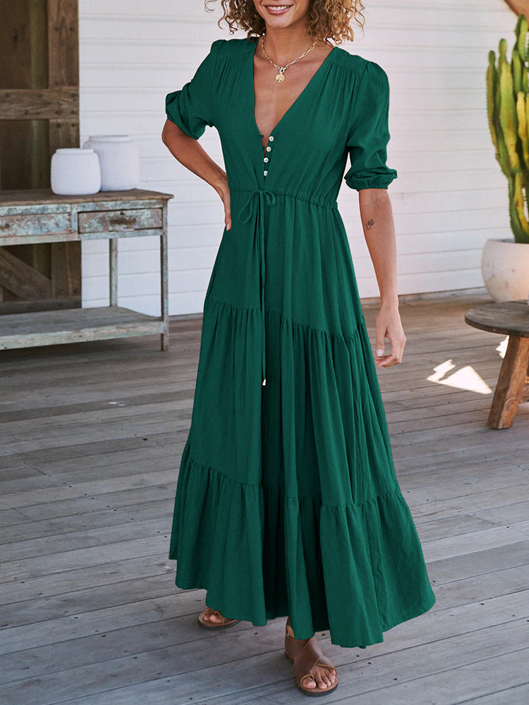 Bohemian Maxi Jurken met Touwtjes in de Taille