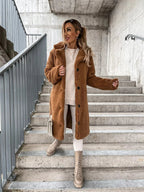 Trenchcoat Van Pluche Warm En Ademend Voor Koude Seizoen - Winterjas Dames