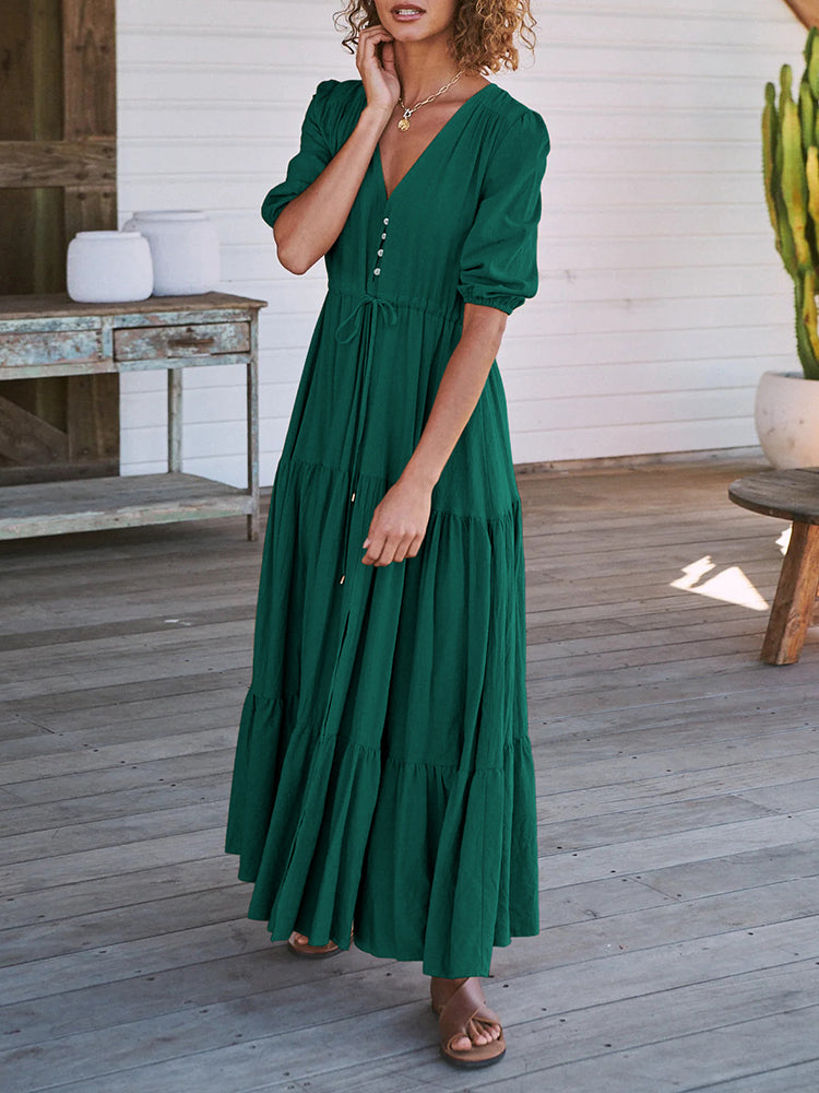 Bohemian Maxi Jurken met Touwtjes in de Taille