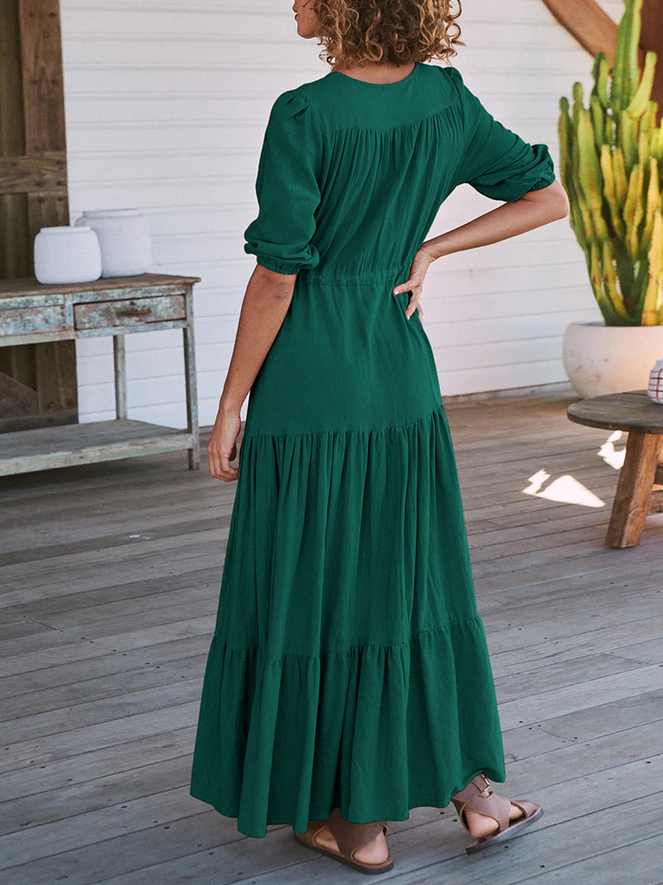 Bohemian Maxi Jurken met Touwtjes in de Taille