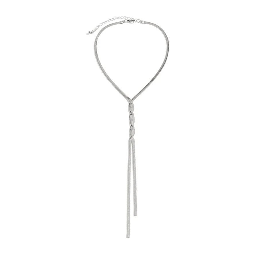 Elegante Halsketting Met Lange Ketting Van Metaal Met Geometrisch Patroon In Goud- Of Zilverkleur Voor Dames, Verstelbare Slangenketting Voor Bruiloften En Dagelijks Gebruik