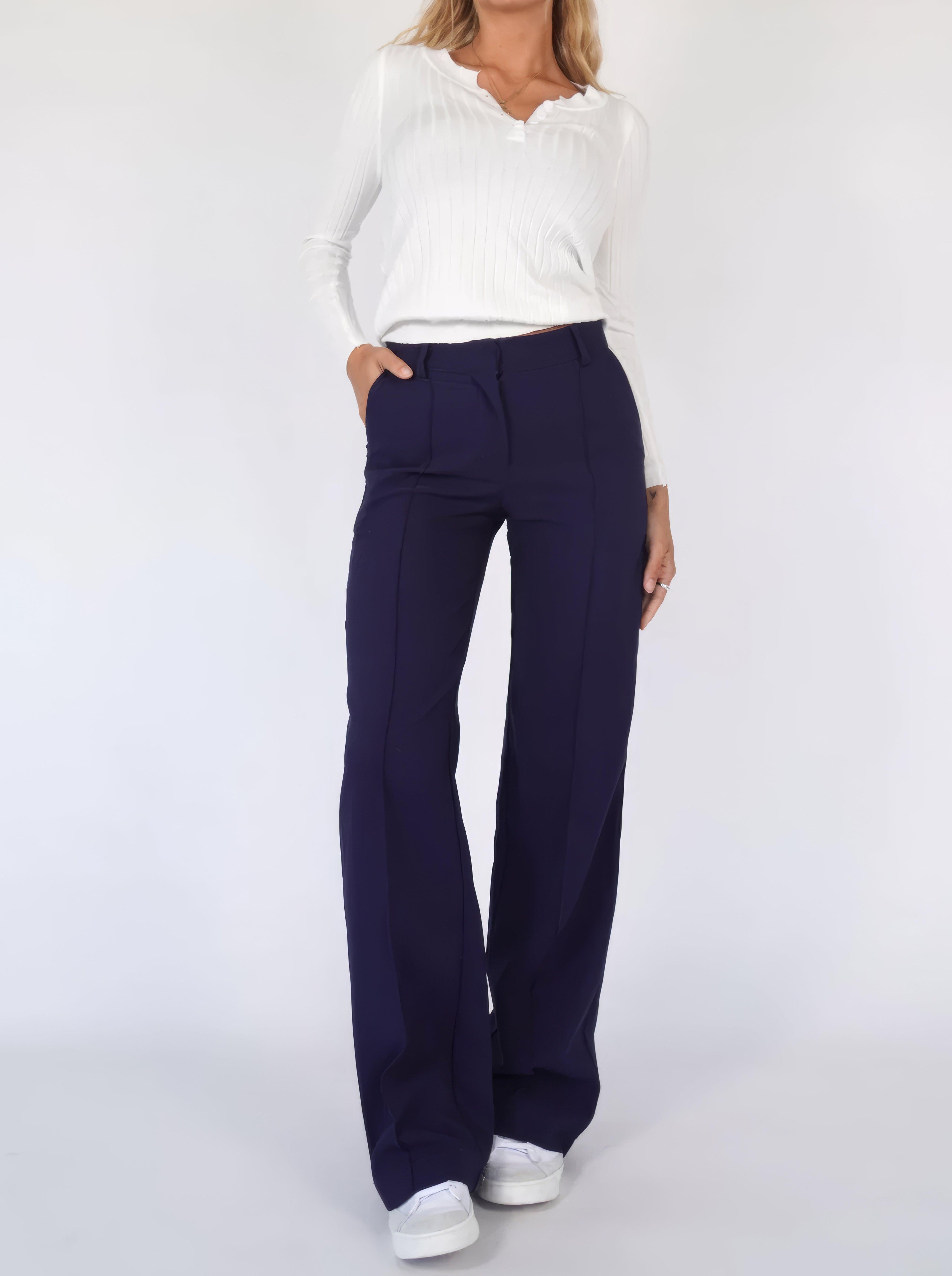 Dames Hoge Taille Wijde Pantalon Met Tailored Fit Volledige Lengte Elegante En Veelzijdige Stijl Voor Elke Gelegenheid