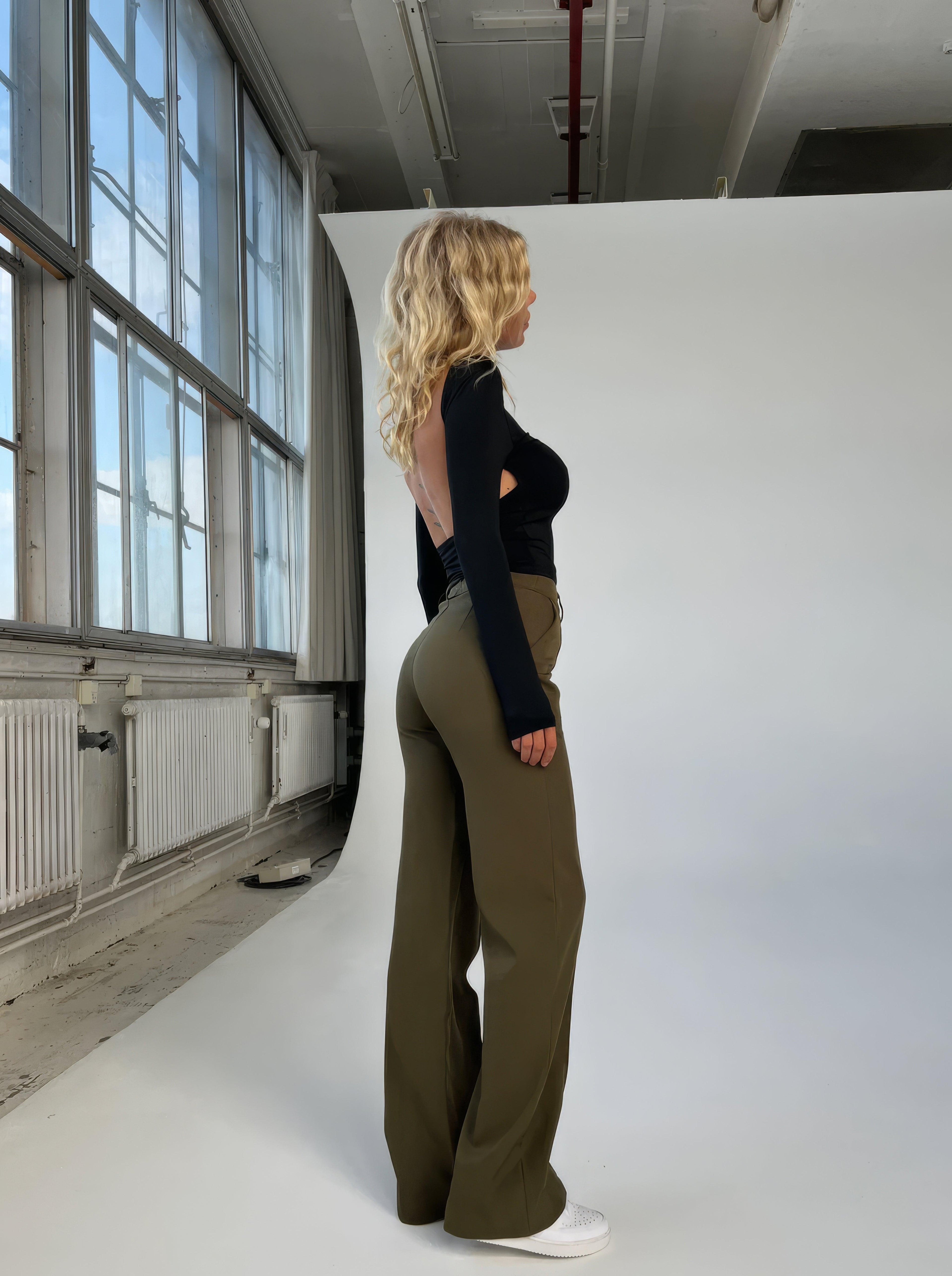 Dames Hoge Taille Wijde Pantalon Met Tailored Fit Volledige Lengte Elegante En Veelzijdige Stijl Voor Elke Gelegenheid