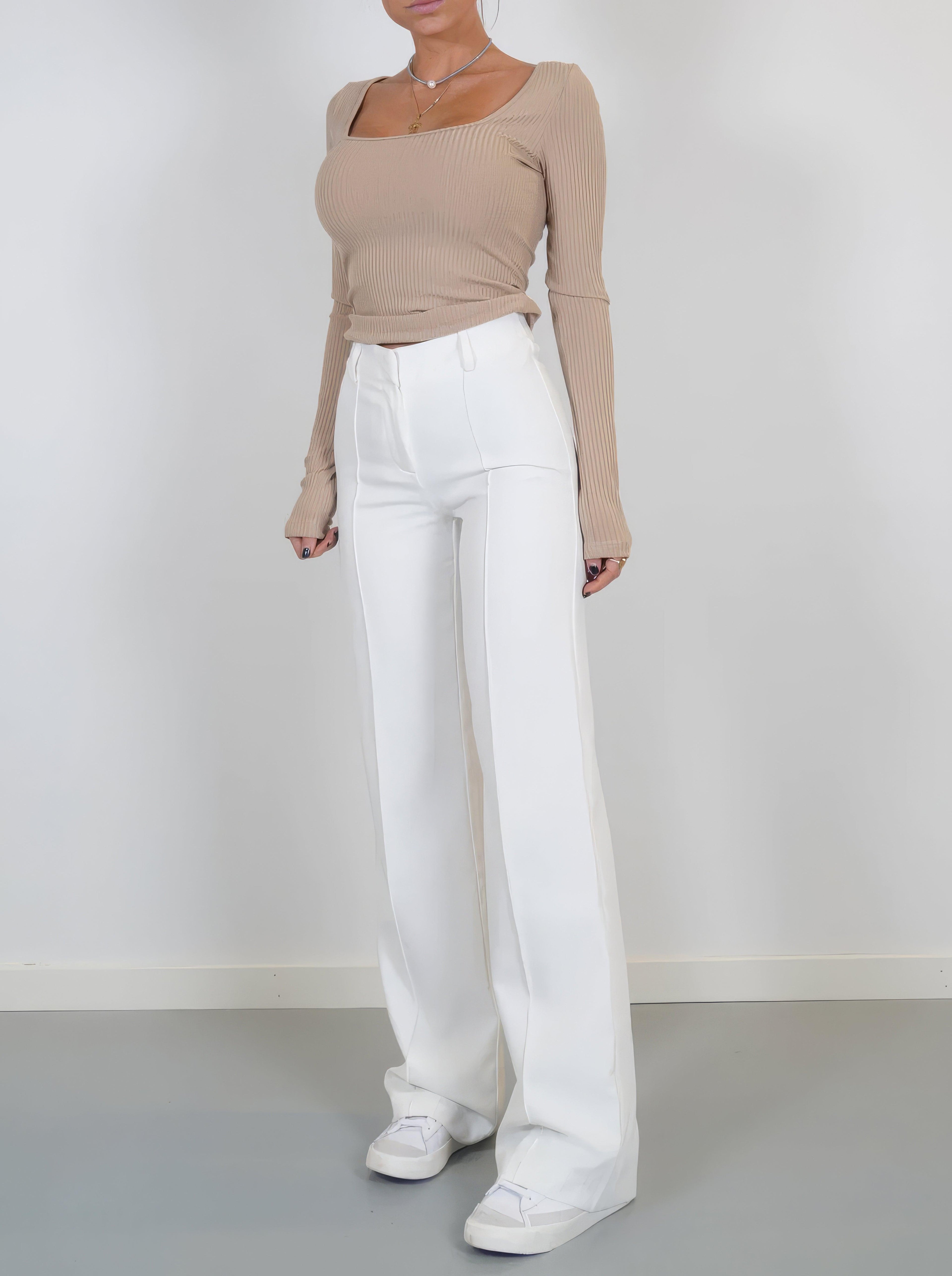 Dames Hoge Taille Wijde Pantalon Met Tailored Fit Volledige Lengte Elegante En Veelzijdige Stijl Voor Elke Gelegenheid