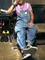 Versleten Denim Draagriemen Multi-Pocket Overalls
