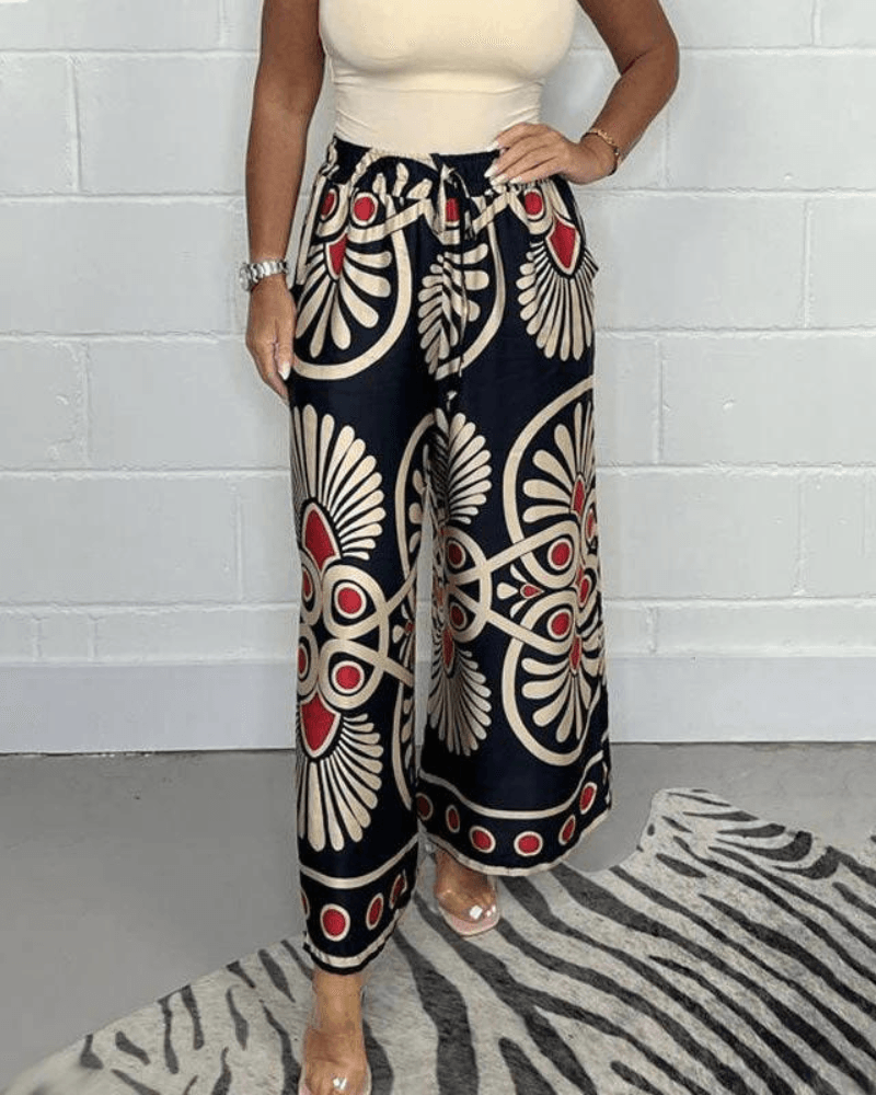 Vrouwen Wijde Palazzo Broek Hoge Taille Met Elastische Trekkoord Vloeiende Pasvorm Voor Comfortabele Casual En Formele Stijlen
