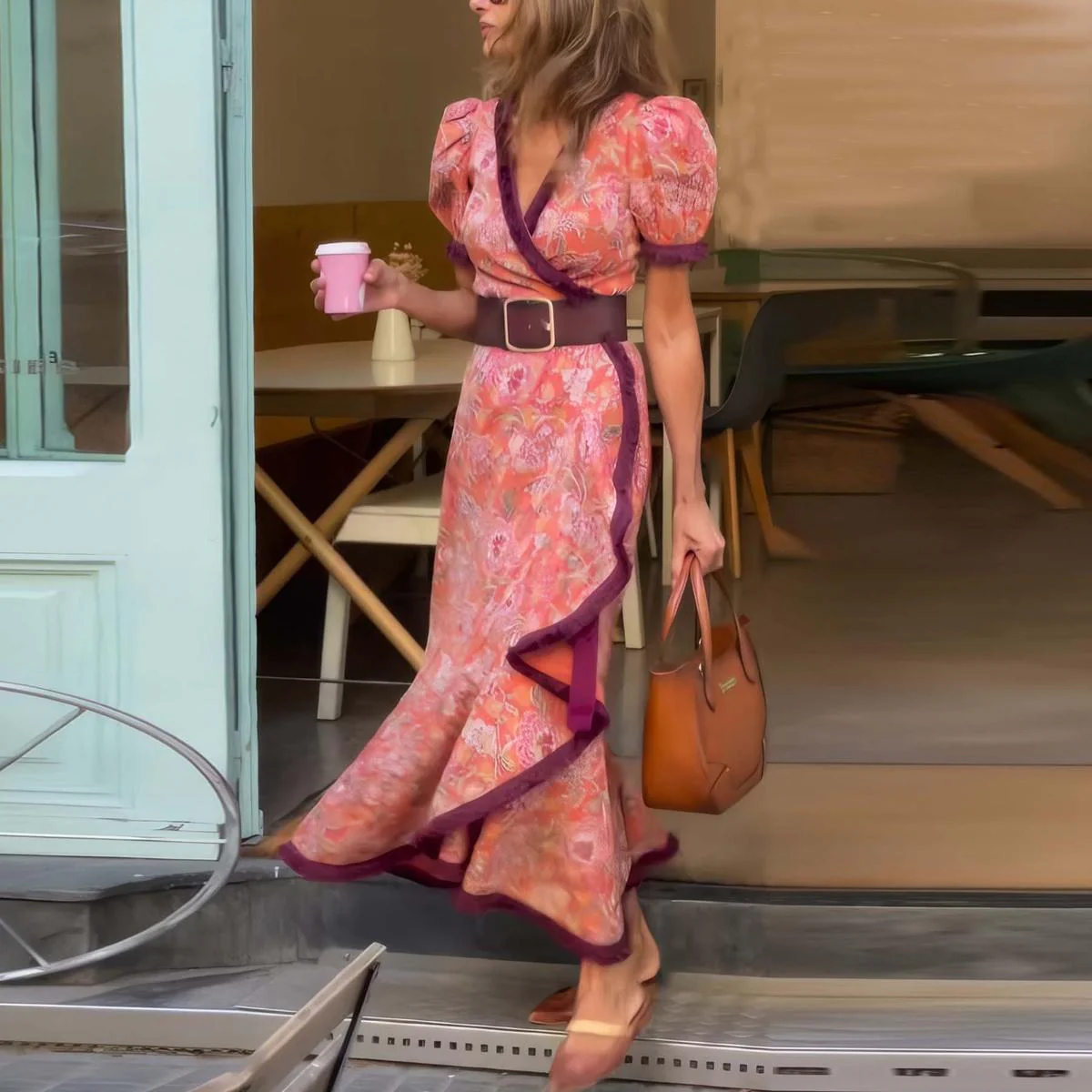 Maxi Jurk Roze Met Korte Mouwen Flatterend Tijdloos Ontwerp