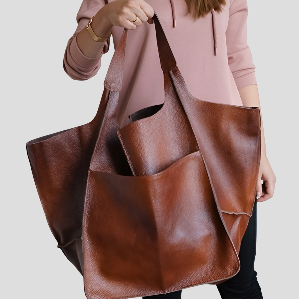 Vrouwen Overgedimensioneerde Vintage Leren Schoudertas