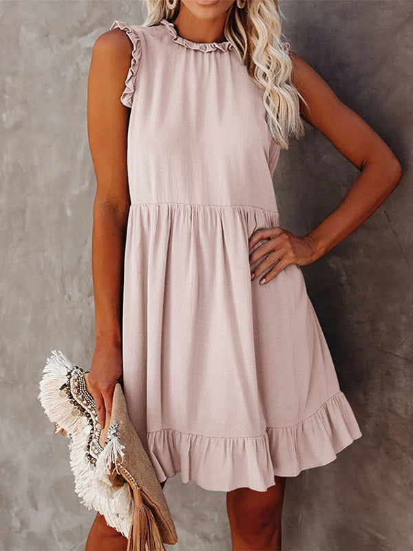 Mouwloze Ruffle Tiered Mini Jurk