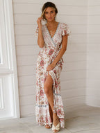 Bohemian Bloemen Wrap Maxi Jurk