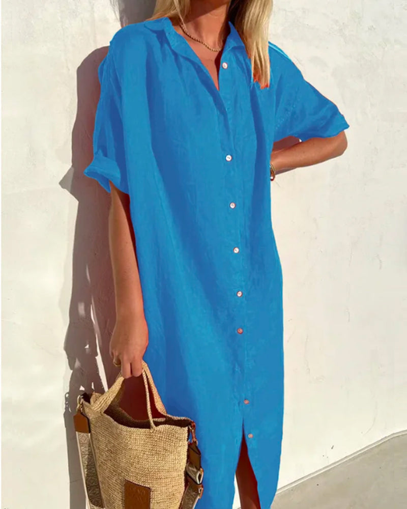 Zomerjurk Katoen-Linnen Mix Ademend Comfortabel Casual