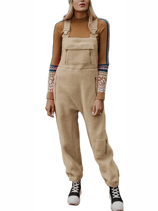 Dames Fleece Thermische Overalls Met Ritszakken