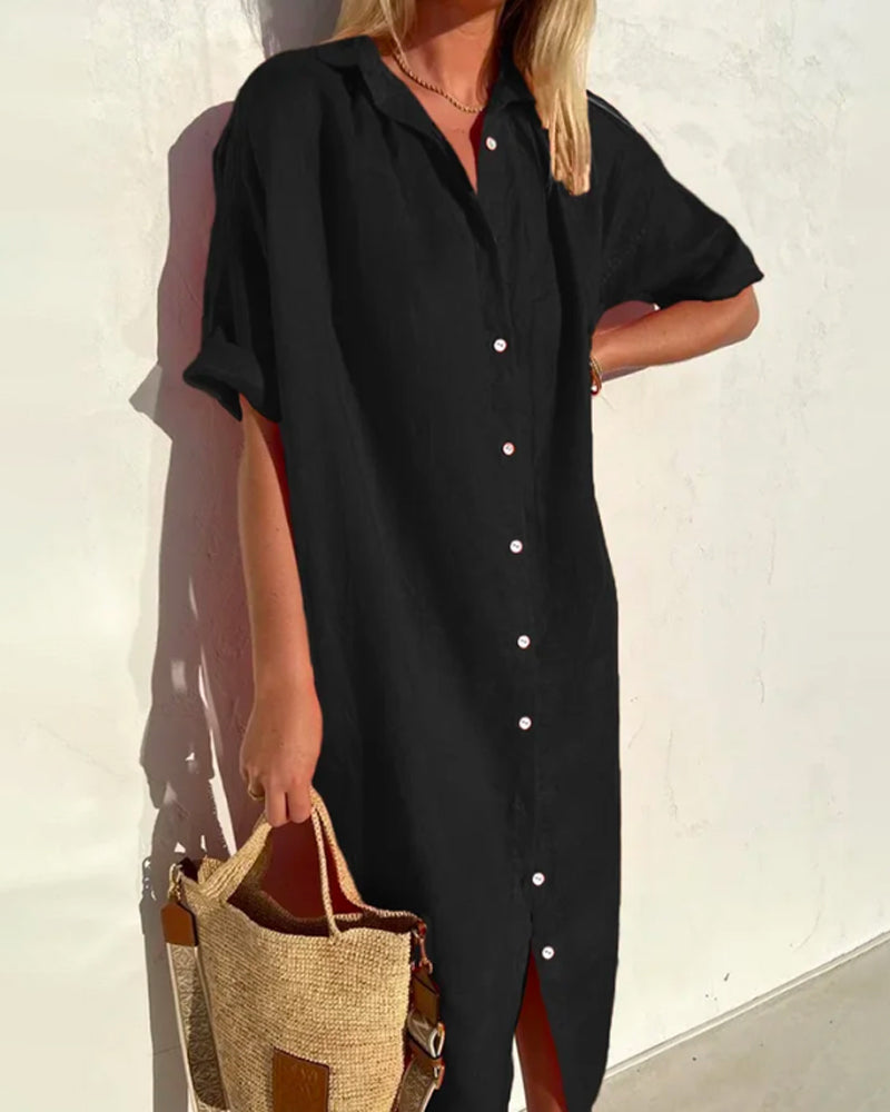 Zomerjurk Katoen-Linnen Mix Ademend Comfortabel Casual