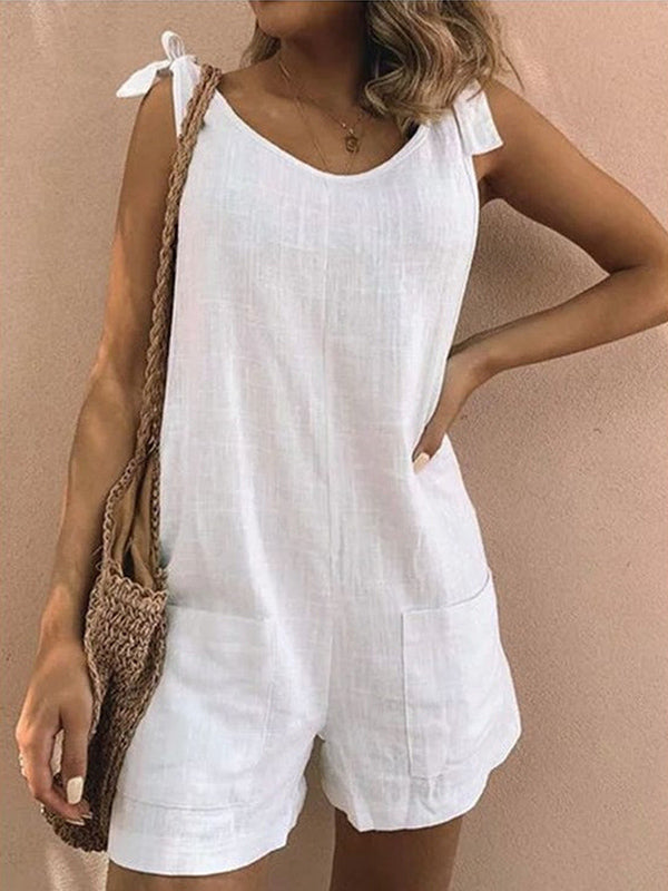 Dames Katoenen Overalls Casual Mouwloze Romper