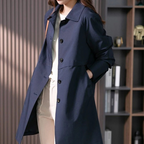 Attire - Stijlvolle Korte Trenchcoat met Één Knop voor Vrouwen