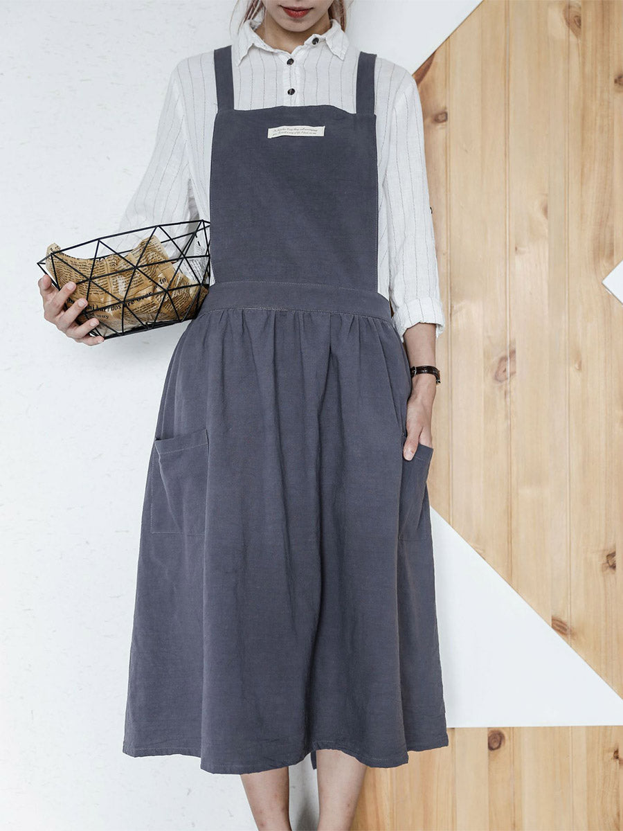 Vrouwen Geplooide Casual Katoenen Schort