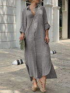 Casual Effen Overhemd Kraag Knopen Jurk