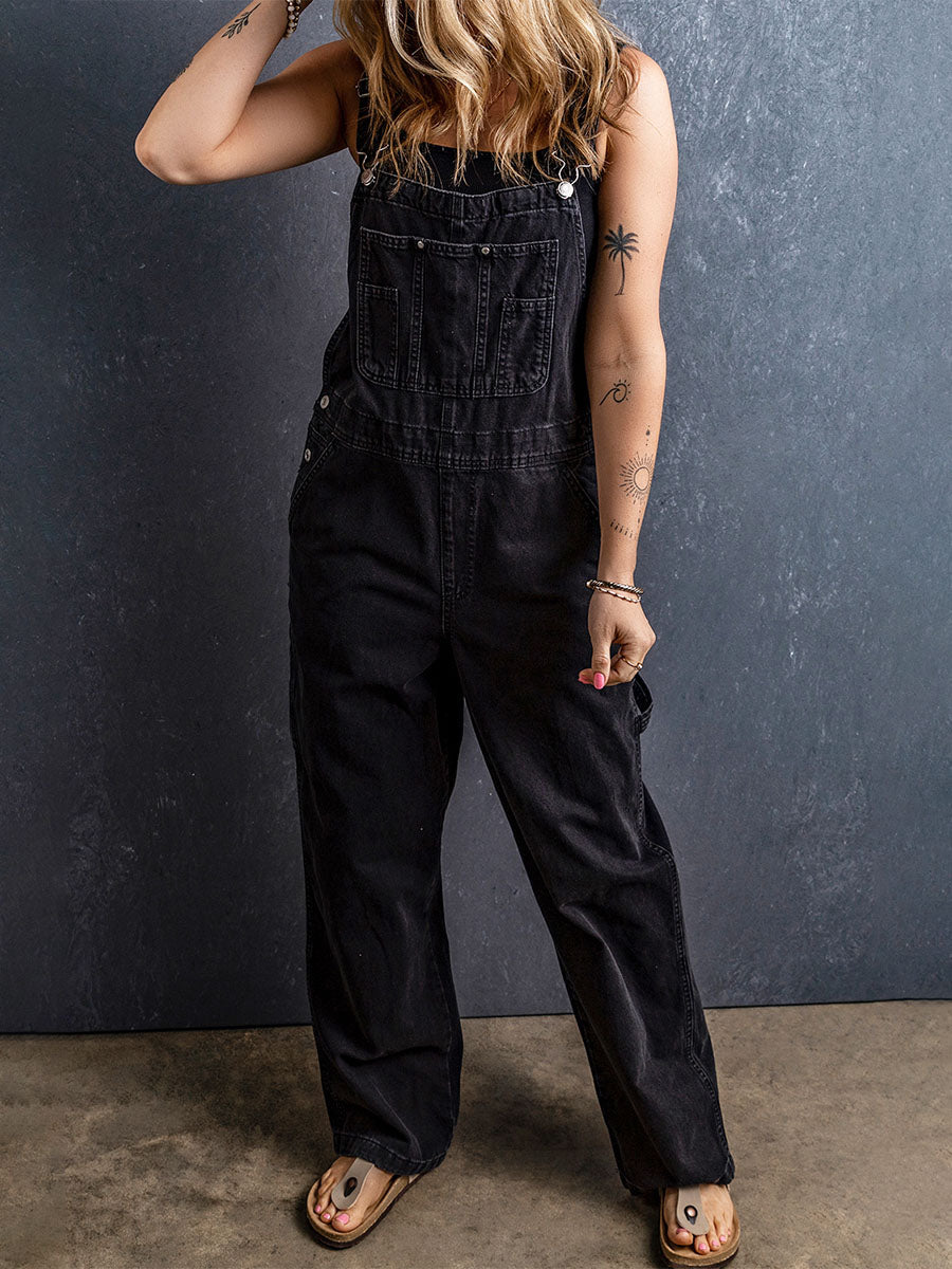 Dames Zwarte Denim Overalls Werkoutfits Dungarees