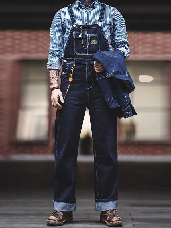 Heren Vintage-Inspiratie Indigo Denim Overalls