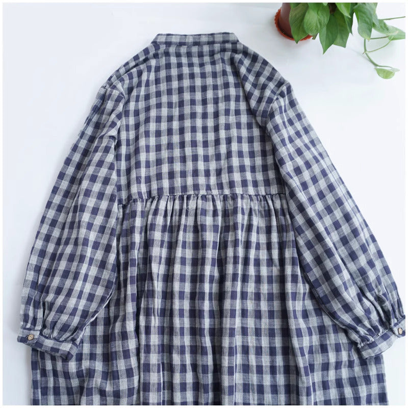 Turtleneck Geruite Katoenen Midi Jurk