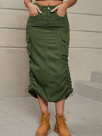 Dames Trekkoord Rok Zijkant Casual Denim Cargo Rok
