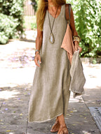 V-hals Effen Kleur Suspender Jurk