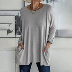 Dames Casual Oversized Trui Ronde Hals Zachte, Ademende Stof