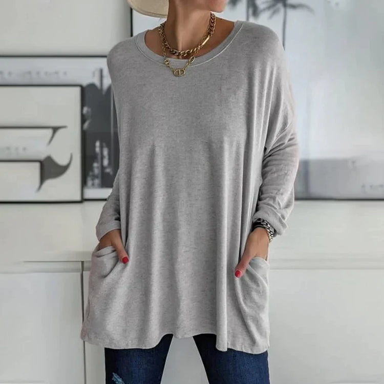 Dames Casual Oversized Trui Ronde Hals Zachte, Ademende Stof