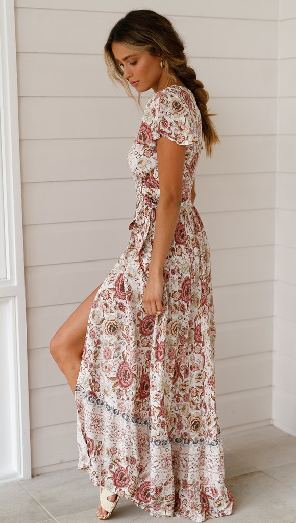 Bohemian Bloemen Wrap Maxi Jurk