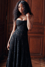 Betoverde Maxi-jurk met Corset Veters en Bloemmotieven