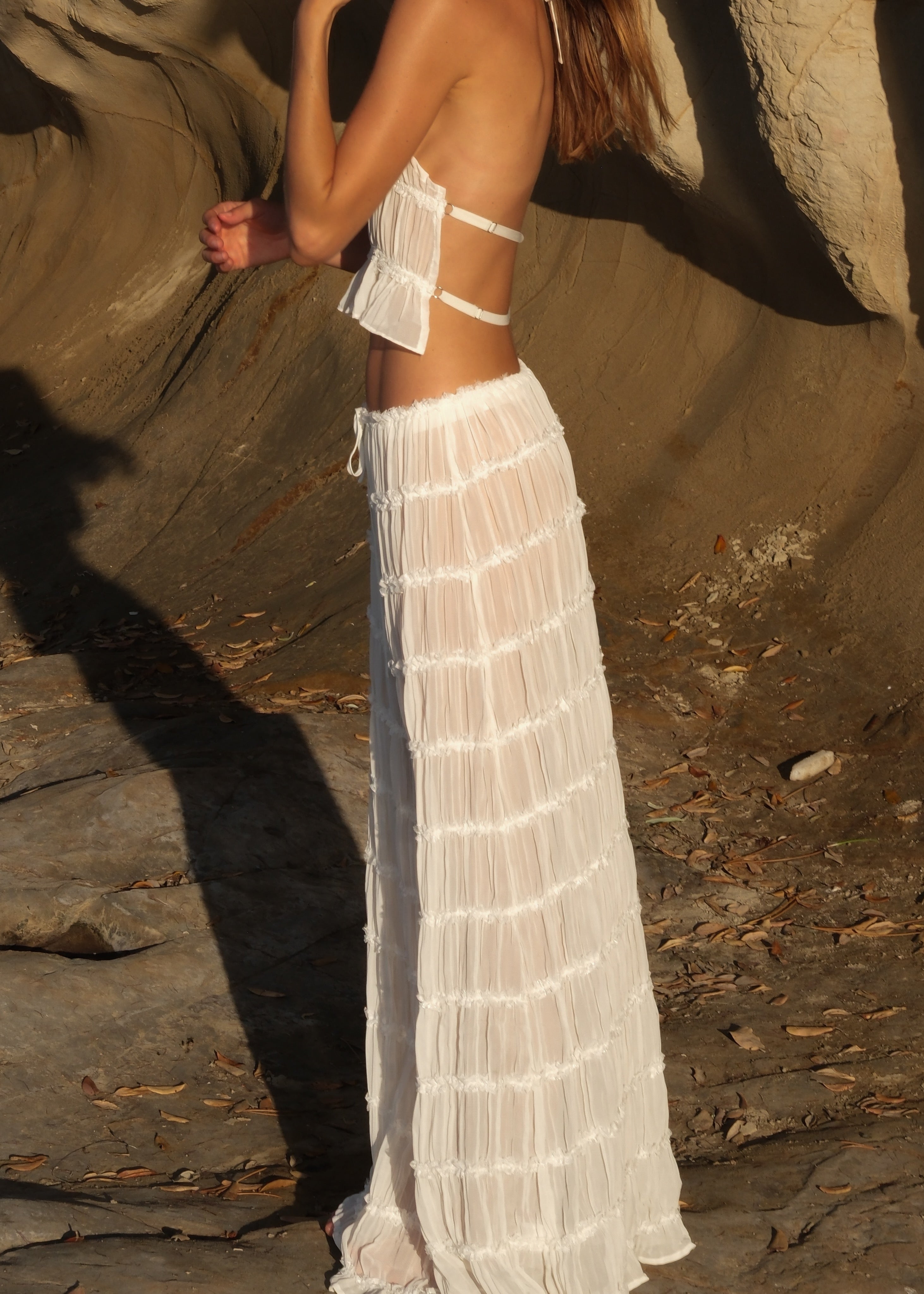 Sahara Set Voor Vrouwen - Luxe Chiffon Haltertop en Rok Stijl