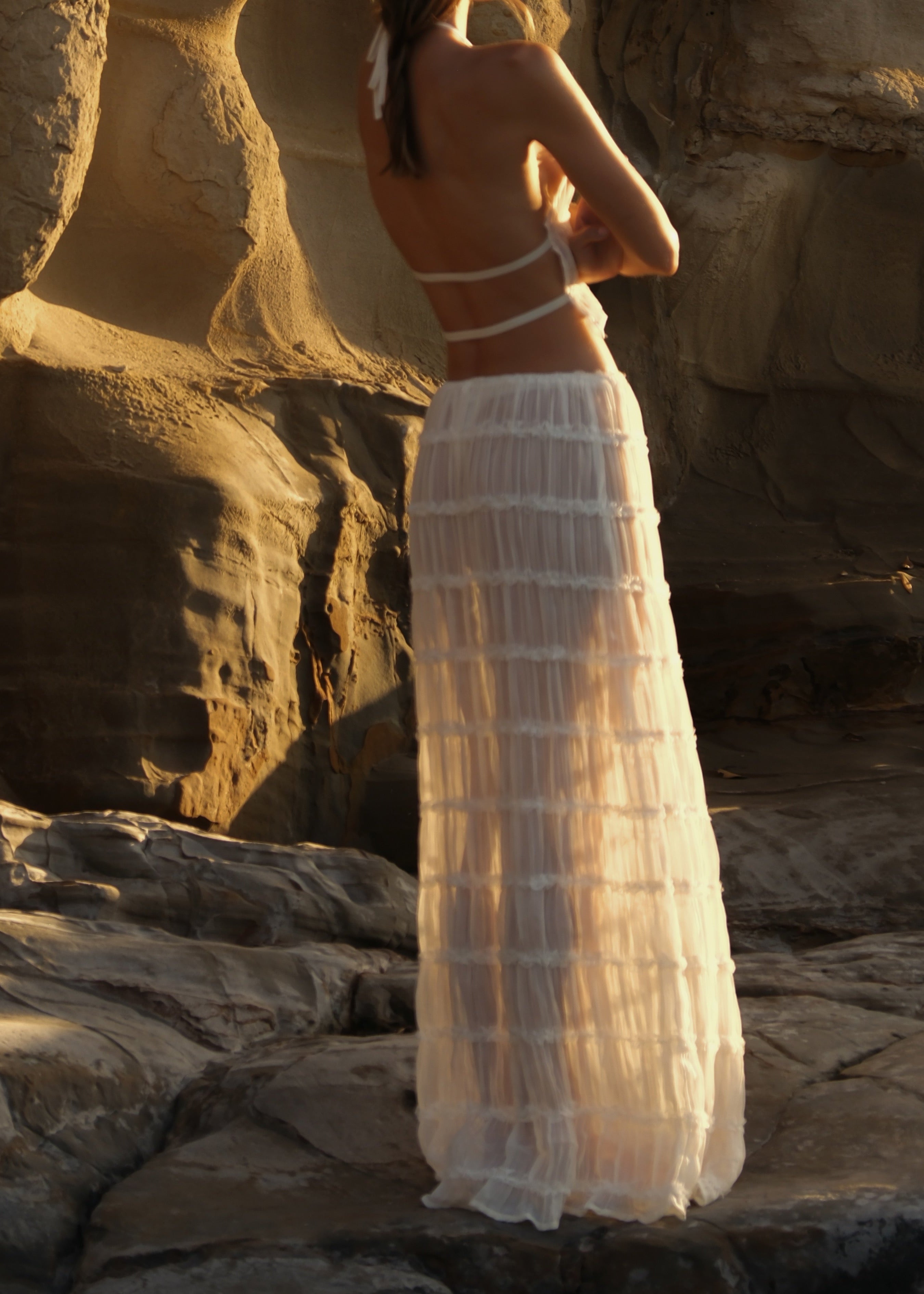 Sahara Set Voor Vrouwen - Luxe Chiffon Haltertop en Rok Stijl