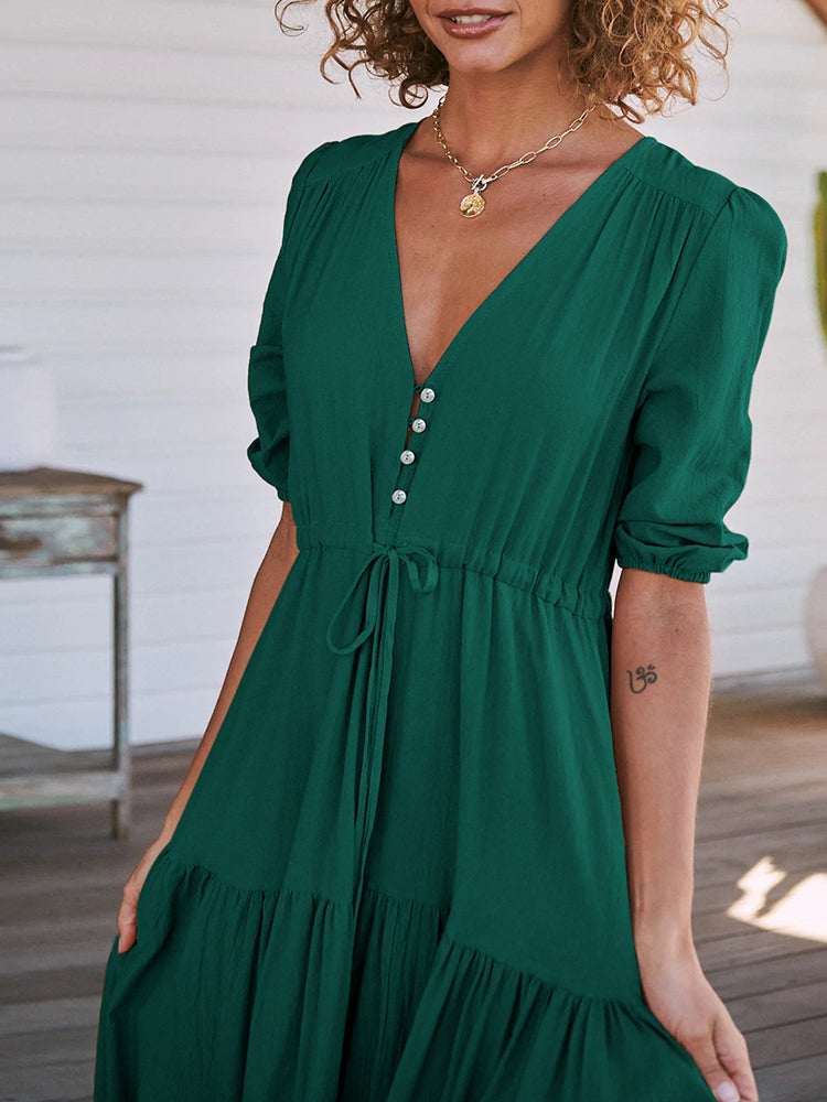 Bohemian Maxi Jurken met Touwtjes in de Taille
