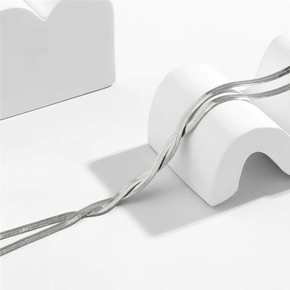 Elegante Halsketting Met Lange Ketting Van Metaal Met Geometrisch Patroon In Goud- Of Zilverkleur Voor Dames, Verstelbare Slangenketting Voor Bruiloften En Dagelijks Gebruik