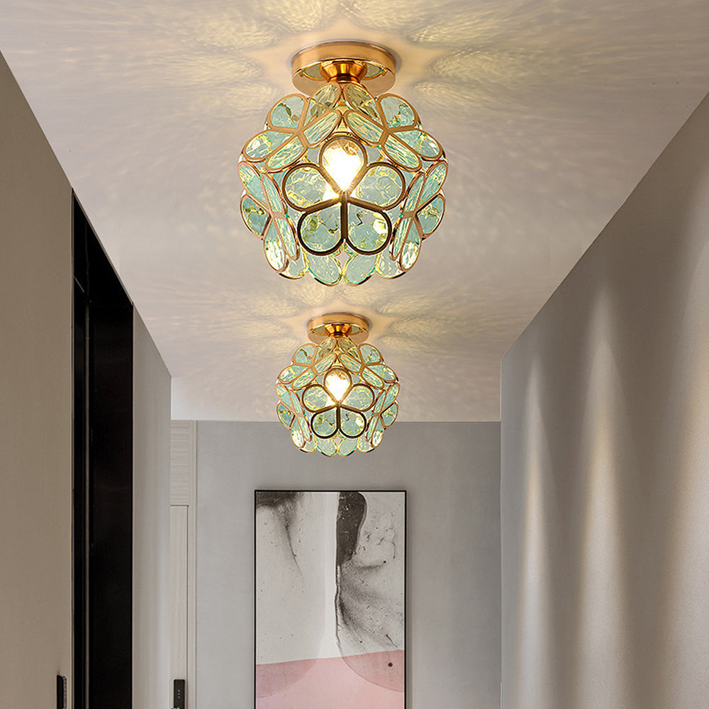 Glazen Plafondlamp Bloemenontwerp Met Warme Gloed Sfeervol