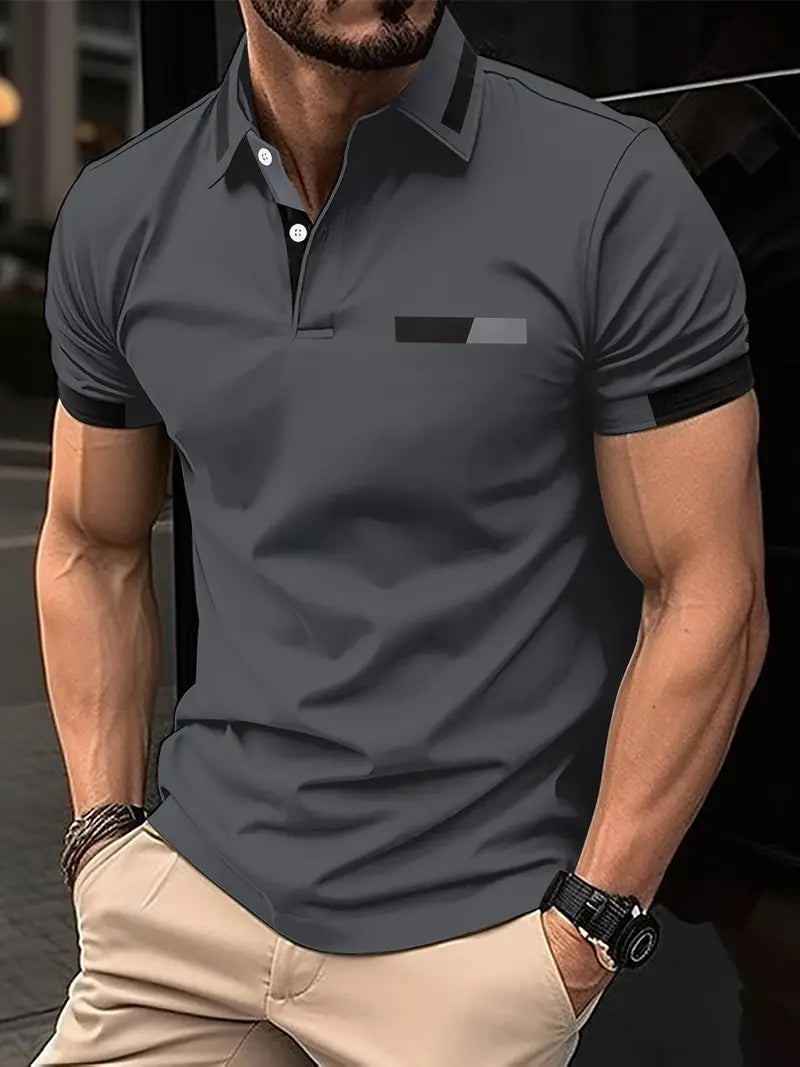 Variant image for Heren T Shirt Blauw M Katoen Kleurblok Casual Sportstijl-43