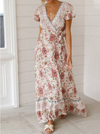 Bohemian Bloemen Wrap Maxi Jurk