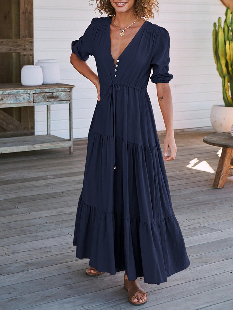 Bohemian Maxi Jurken met Touwtjes in de Taille