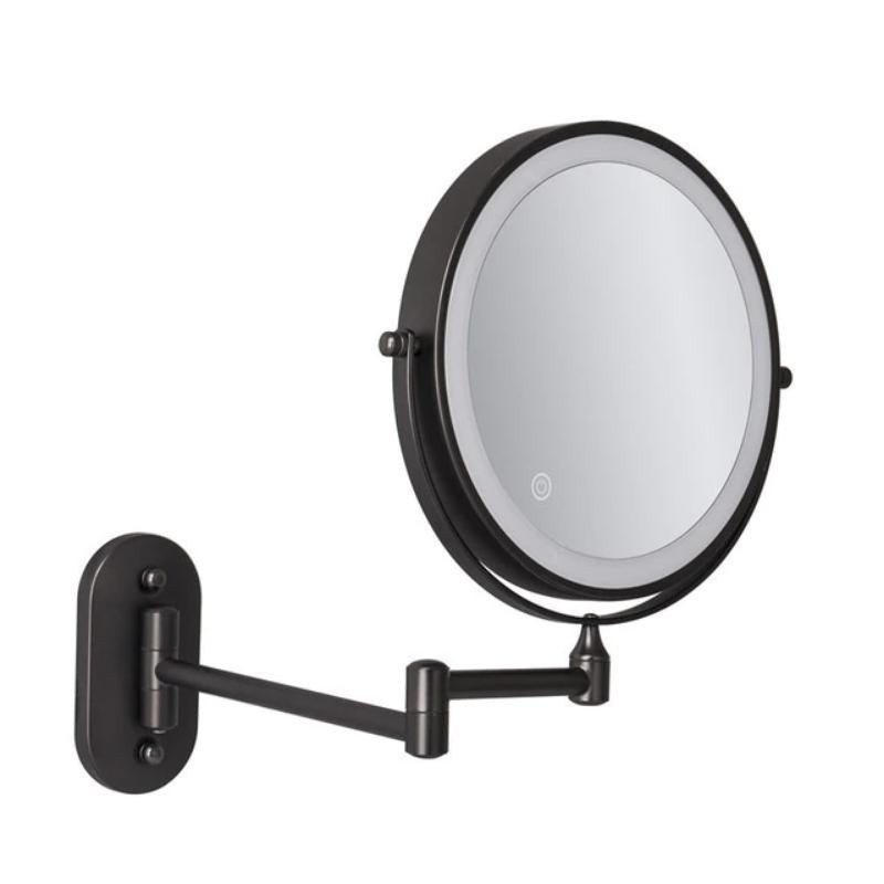 Zwarte oplaadbare LED-vergrotende spiegel voor make-up en badkamer-6