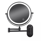 Zwarte oplaadbare LED-vergrotende spiegel voor make-up en badkamer-5