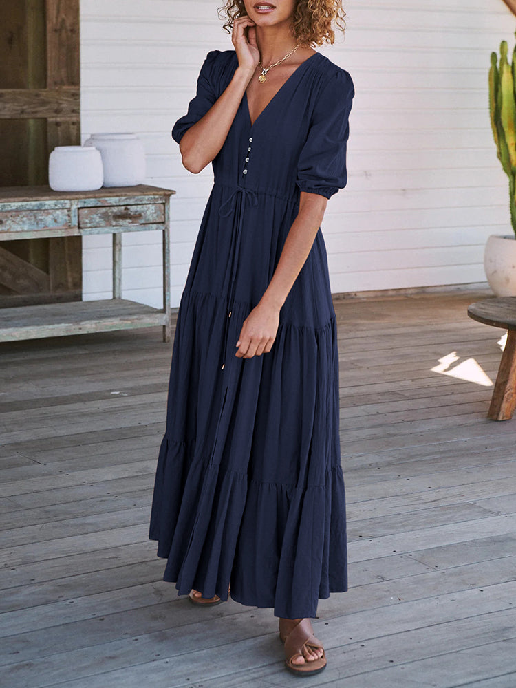 Bohemian Maxi Jurken met Touwtjes in de Taille