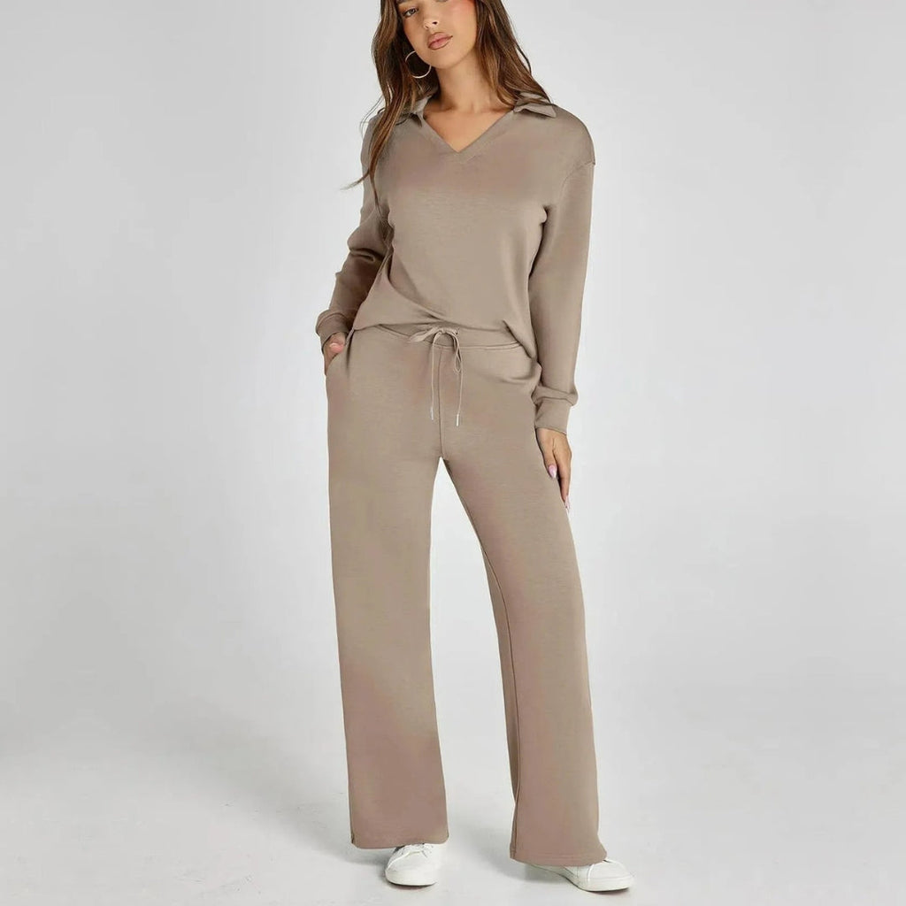Eulària - Luxe Loungewear Set met Comfy Broek en V-hals