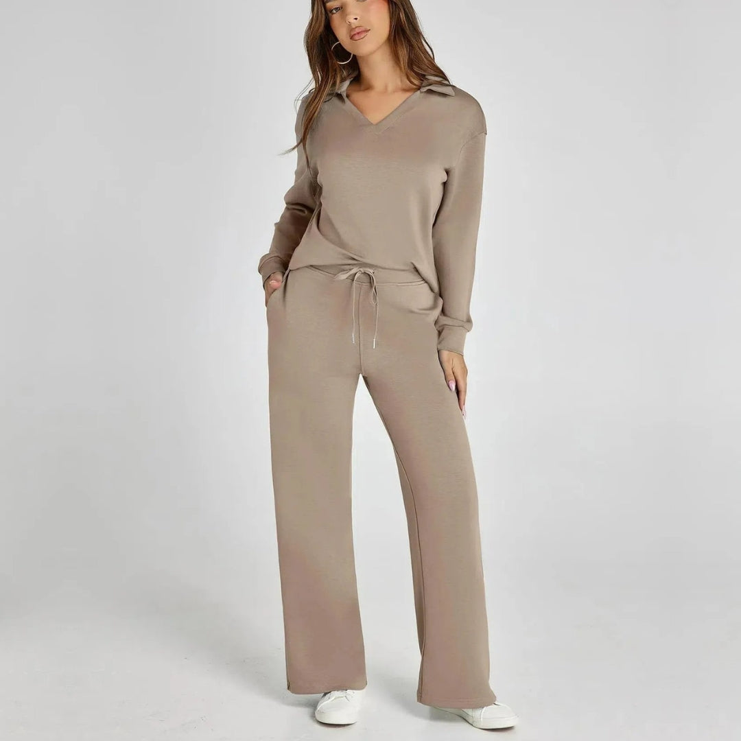 Eulària - Luxe Loungewear Set met Comfy Broek en V-hals