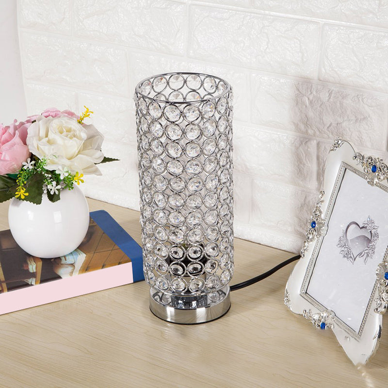 LuminaCrystal Tafellamp - Chroom en Kristallen Nachtverlichting