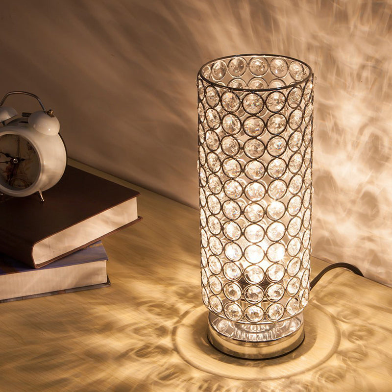 LuminaCrystal Tafellamp - Chroom en Kristallen Nachtverlichting