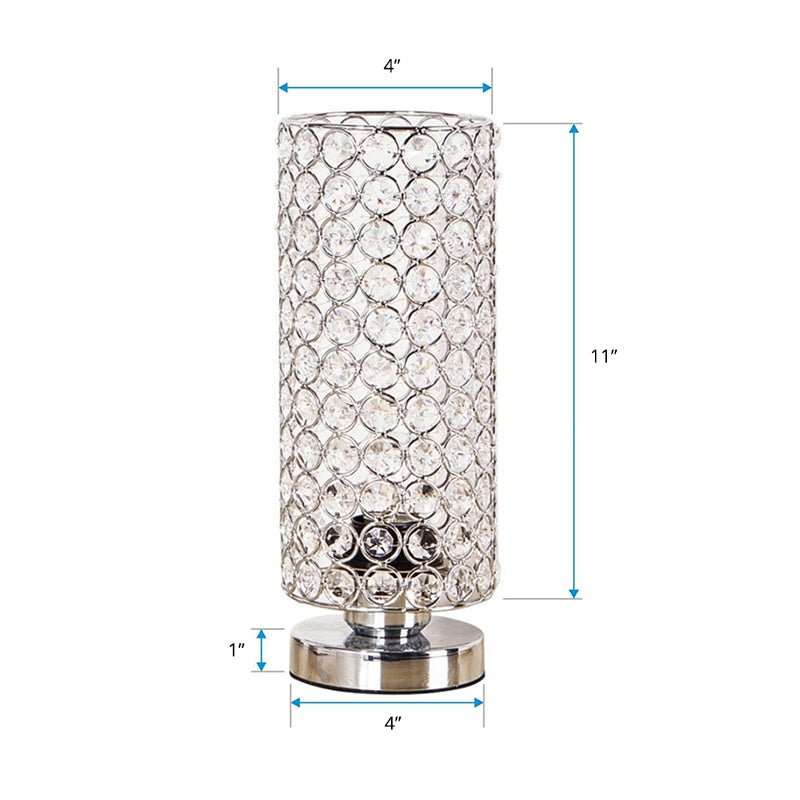 LuminaCrystal Tafellamp - Chroom en Kristallen Nachtverlichting