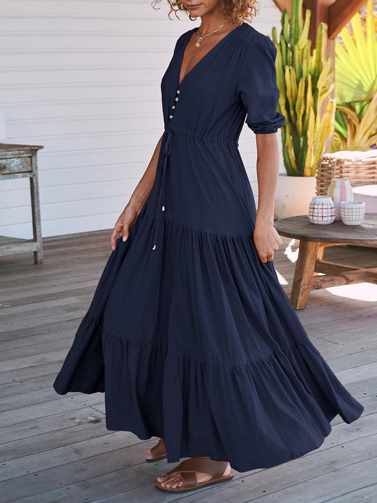 Bohemian Maxi Jurken met Touwtjes in de Taille