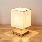 LinnenHout - Minimalistische Tafellamp van Hout en Linnen