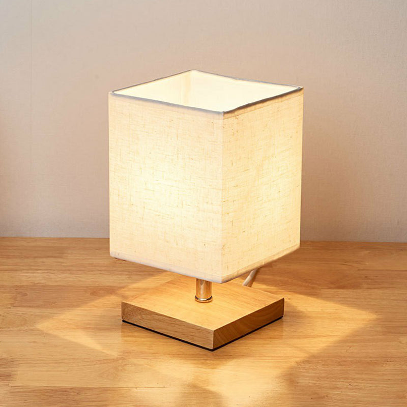 LinnenHout - Minimalistische Tafellamp van Hout en Linnen